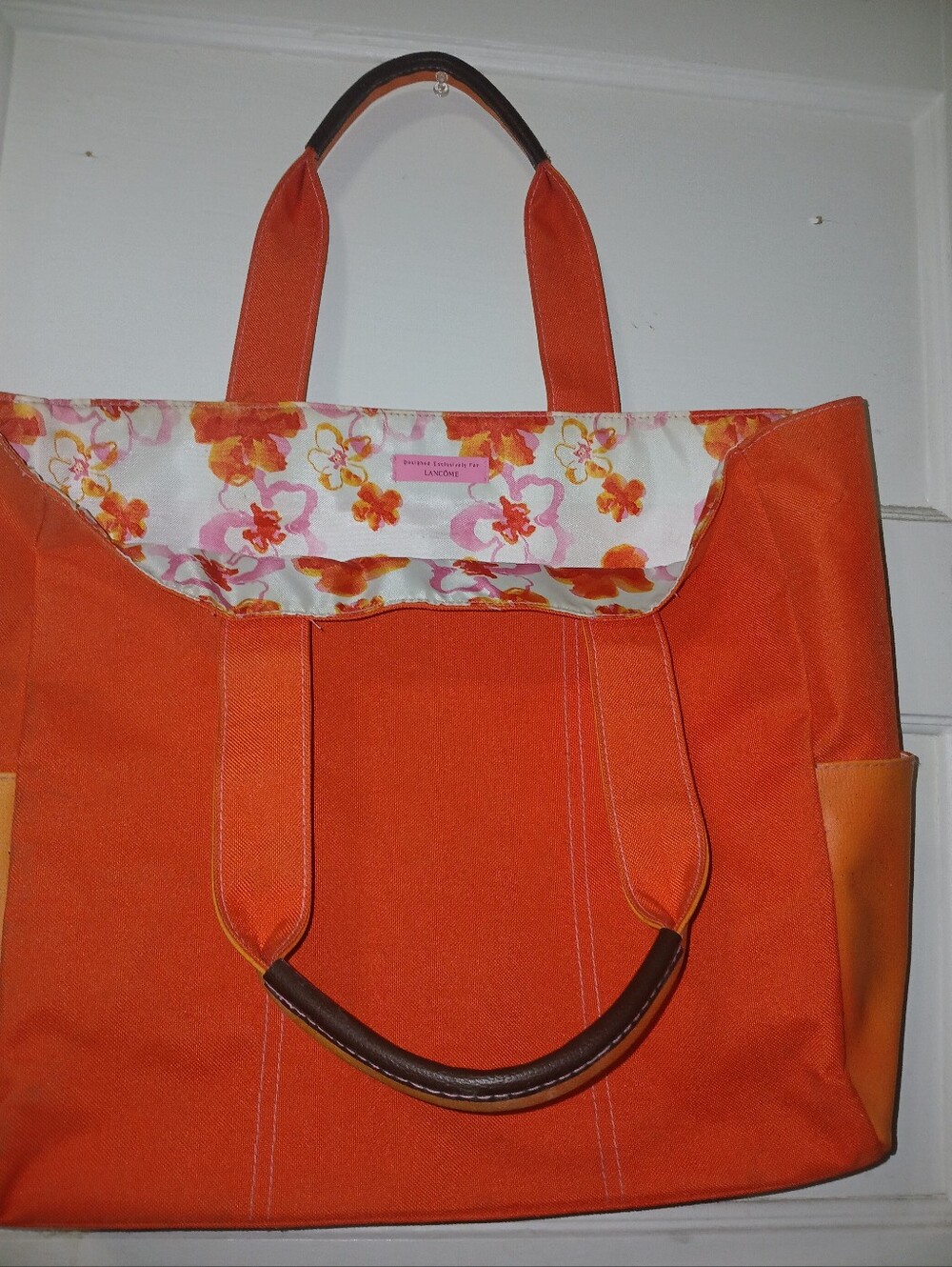Lancome Orange Floral Tote Bag